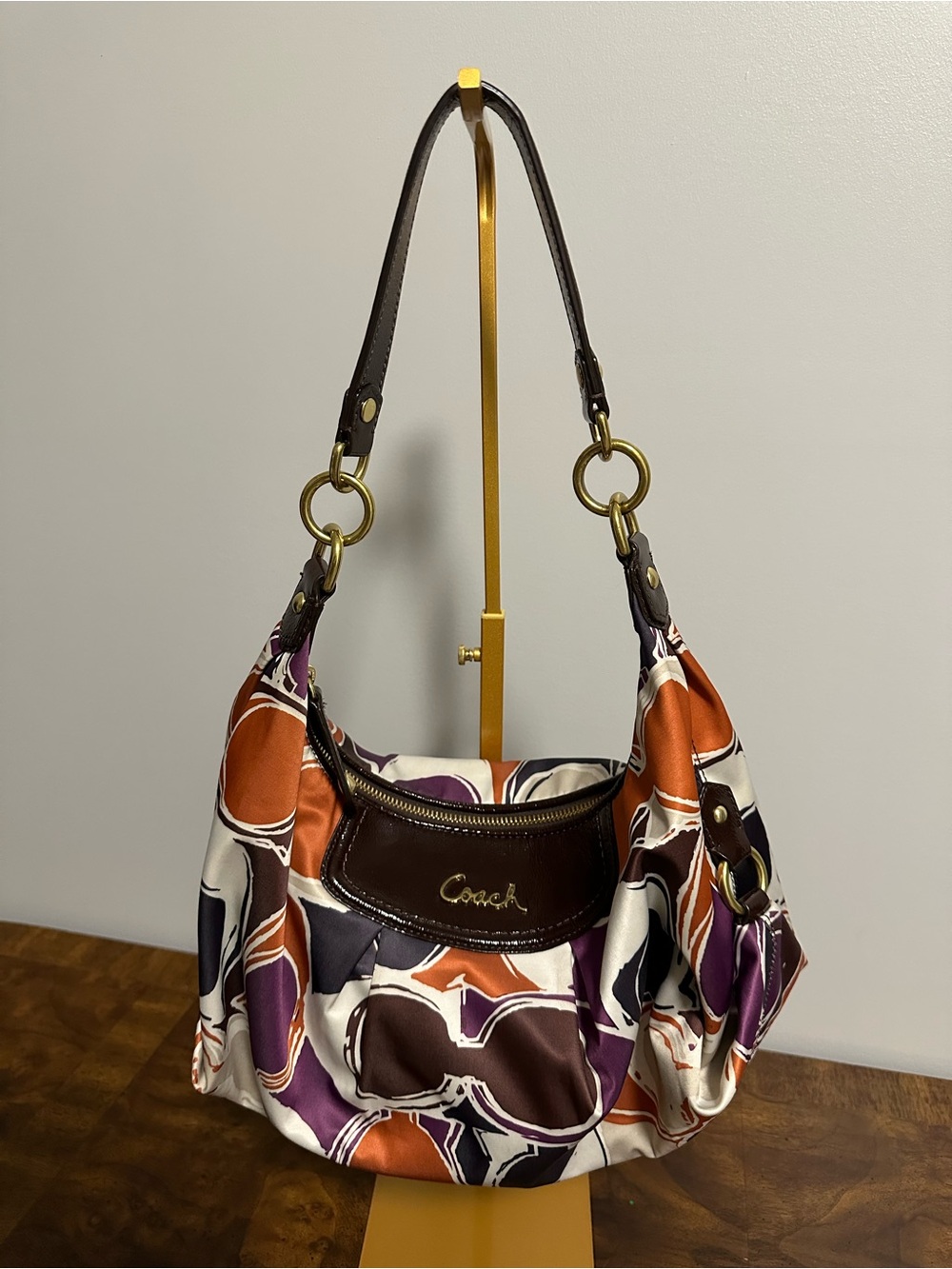 Coach Multicolor Printed Shoulder Bag - Brown, Purple & Orange